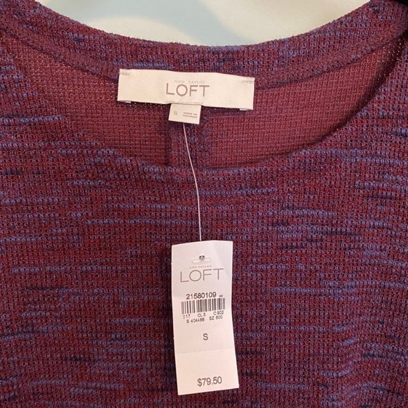 NWT LOFT short-sleeved burgundy-red knit shift dress - Picture 2 of 5